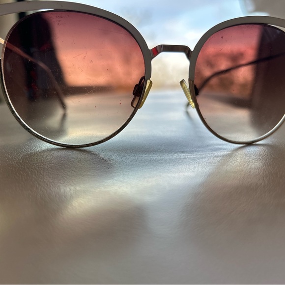 Gold and White Clubmaster Glasses with Gradient Lenses - Picture 4 of 4